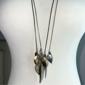 Elegant Gold and Silver Leaf Pendant Necklace
